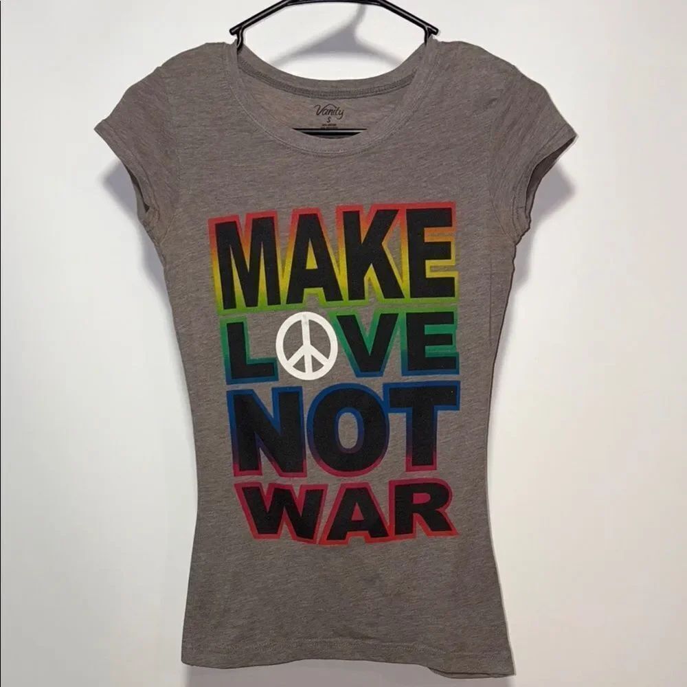 Vanity Gray Tee with Bold Multicolor Message